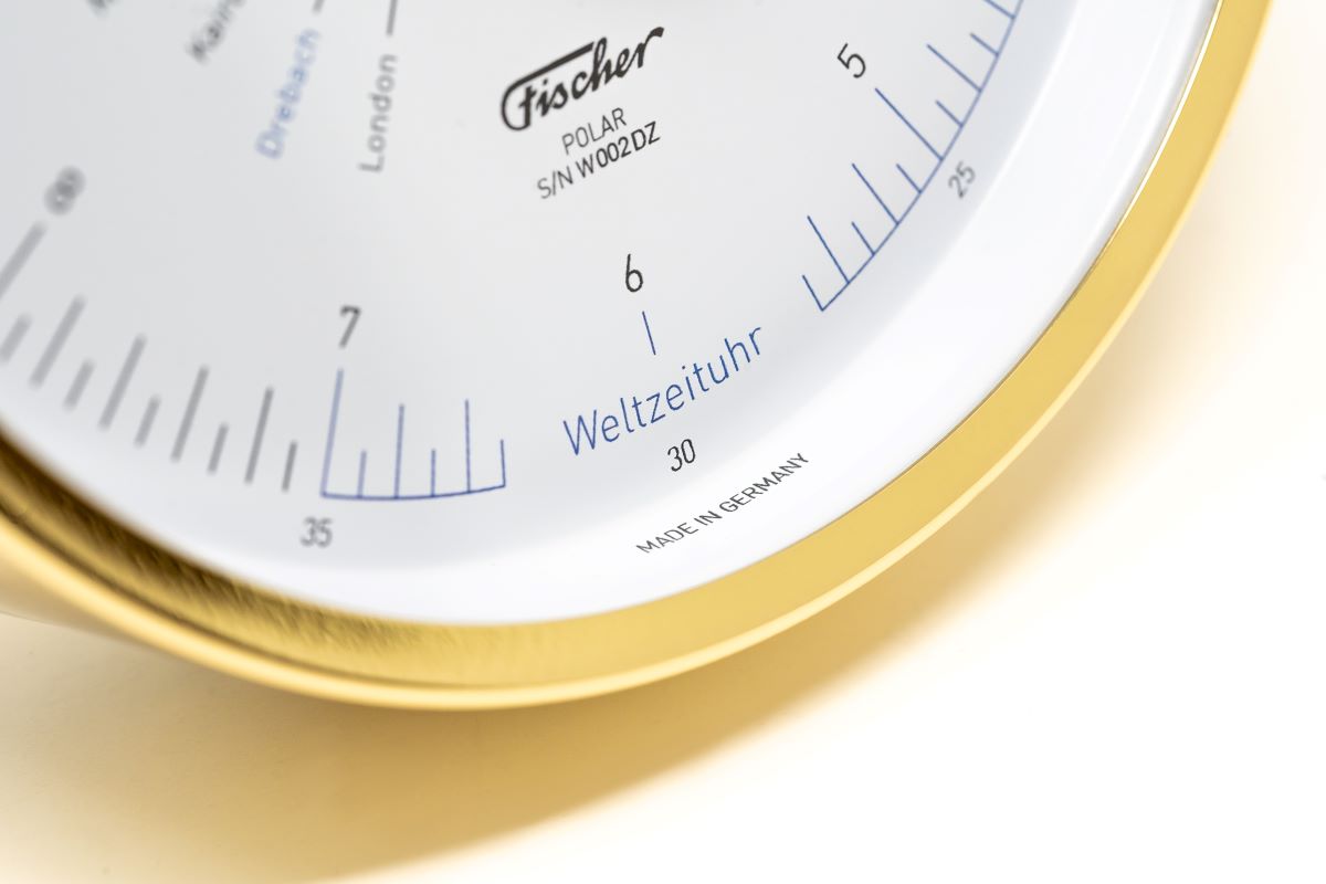 Designer POLAR Instruments - World Time Clock Polish Brass