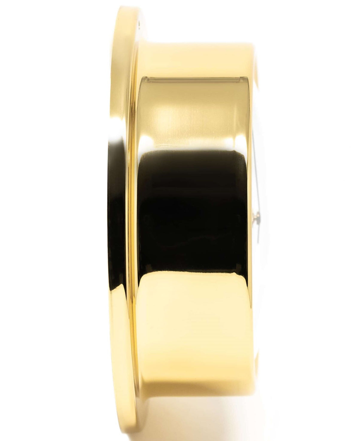 Polished brass wall barometer side view, German made weather instrument