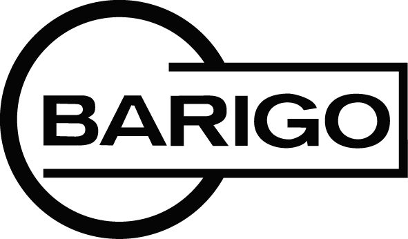 Black geometric logo with bold sans-serif text, suitable for barometers and nautical clocks.