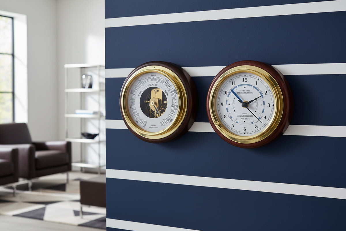 Popular Mahogany 170mm Barometer & Tide Clock Combo