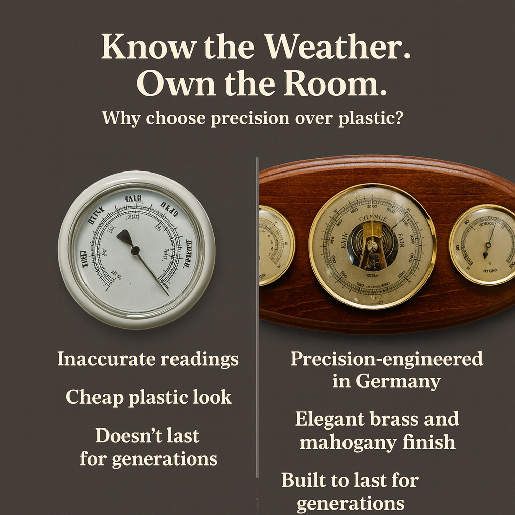 Oval Mahogany Weatherstation -3 in 1 - Hygrometer + Barometer + Thermometer