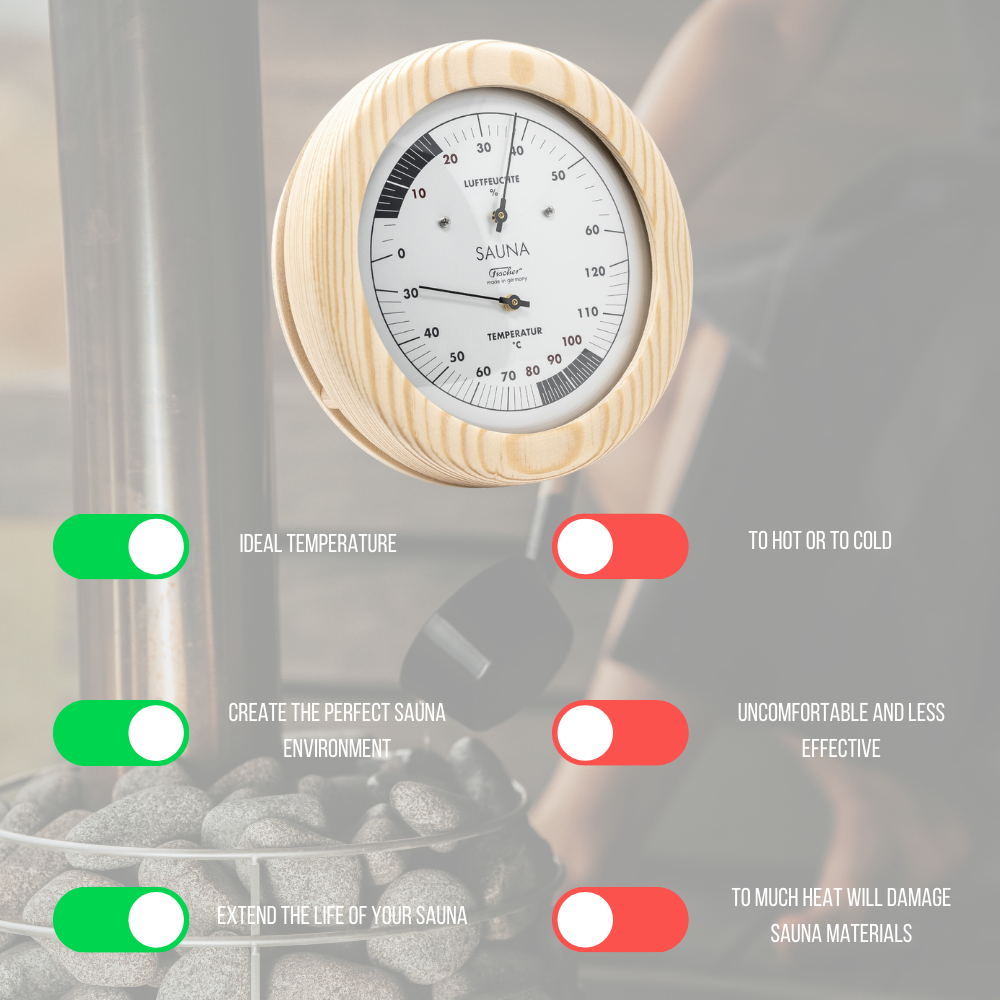 Sauna Thermometer & Hygrometer - Pine - 155mm - 196TH-03