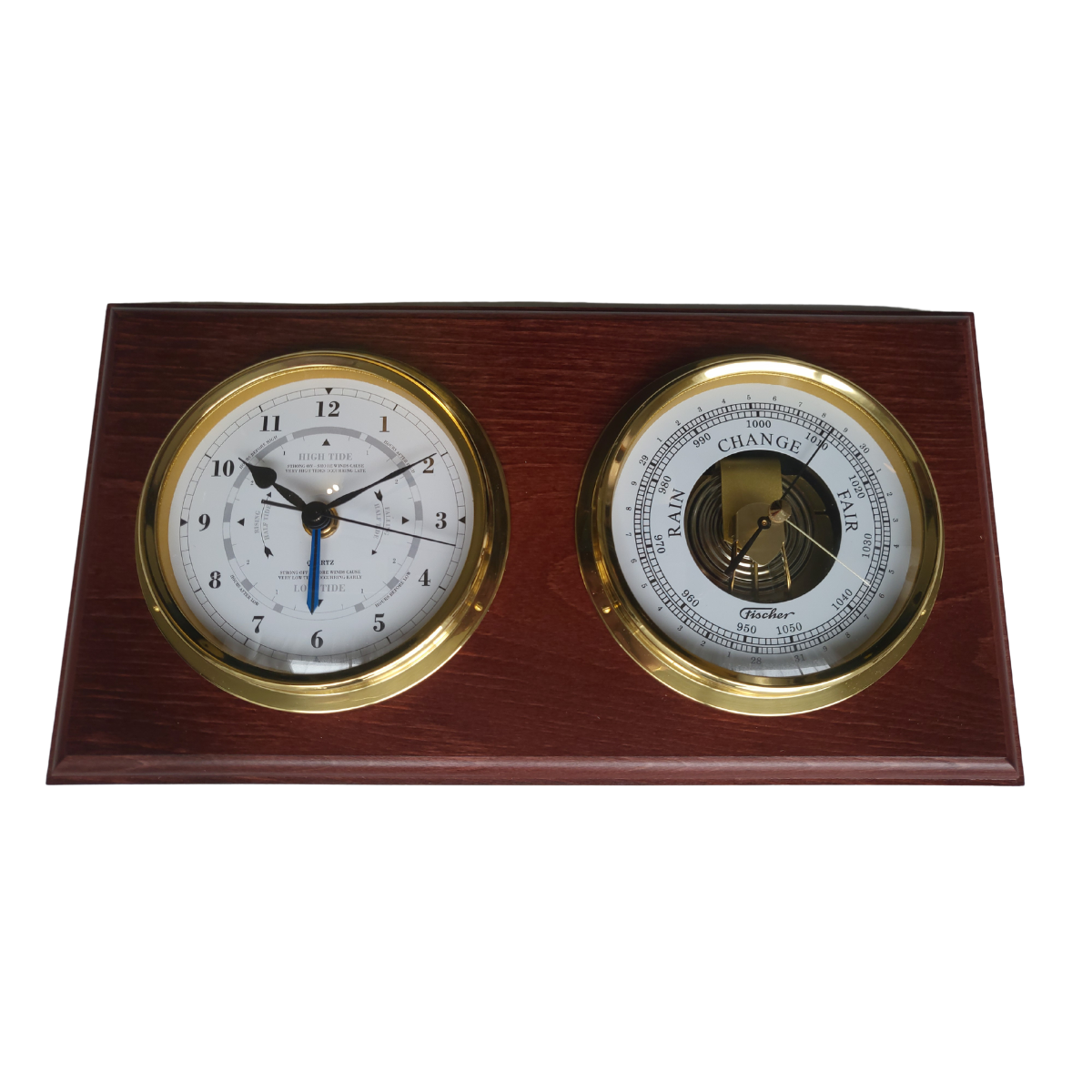 Barometer & Tide Clock - Mahogany & Brass – Perfect for Marine Enthusiasts