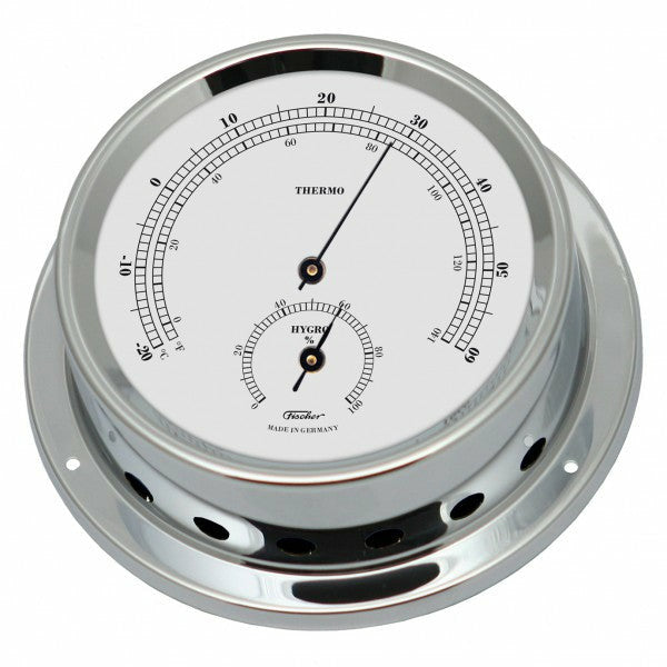 Stainless steel German-made wall thermometer and hygrometer weather station