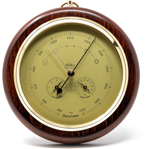 Mahogany & Brass Weather-Station 3 in 1 - Hygrometer + Barometer + Thermometer