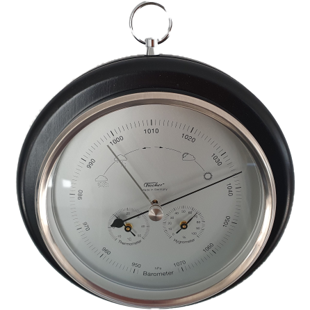 Ebony & Chrome Weather-Station 3 in 1 - Hygrometer + Barometer + Thermometer