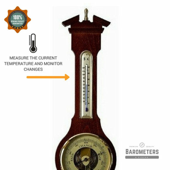Traditional Banjo Walnut 540 mm Weatherstation -3 in 1 - Hygrometer + Barometer + Thermometer
