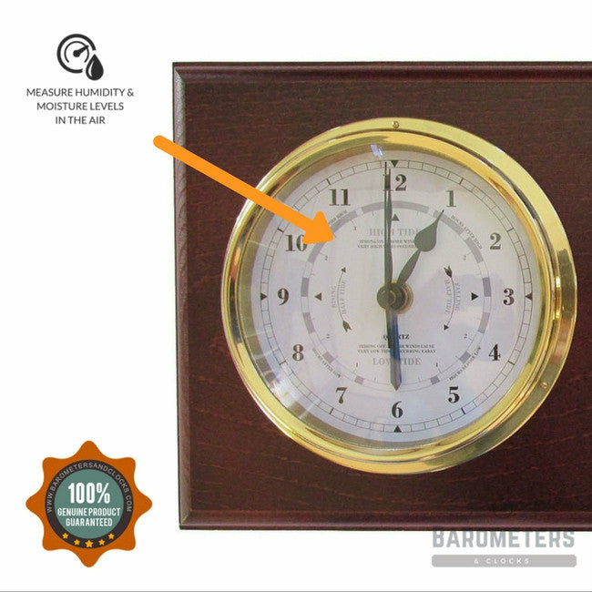 Barometer & Tide Clock - Mahogany & Brass – Perfect for Marine Enthusiasts