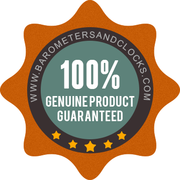 Seal badge with 100% genuine product guaranteed for barometers, clocks, and weather instruments