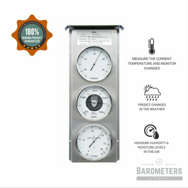 Impressive Indoor & Outdoor Weatherstation- 3 in 1 - Hygrometer + Barometer + Thermometer