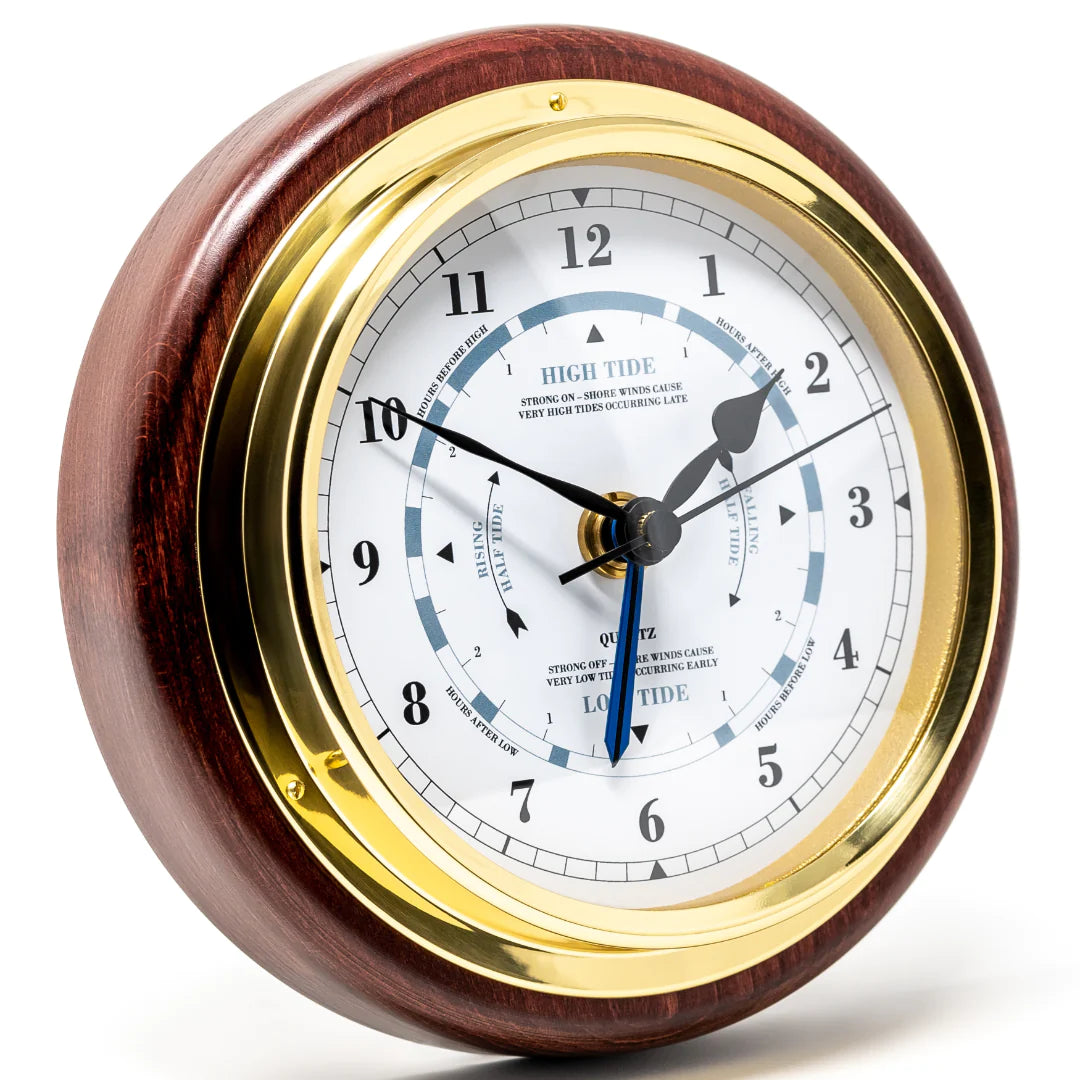 Popular  Mahogany 170mm Barometer &amp; Tide Clock Combo