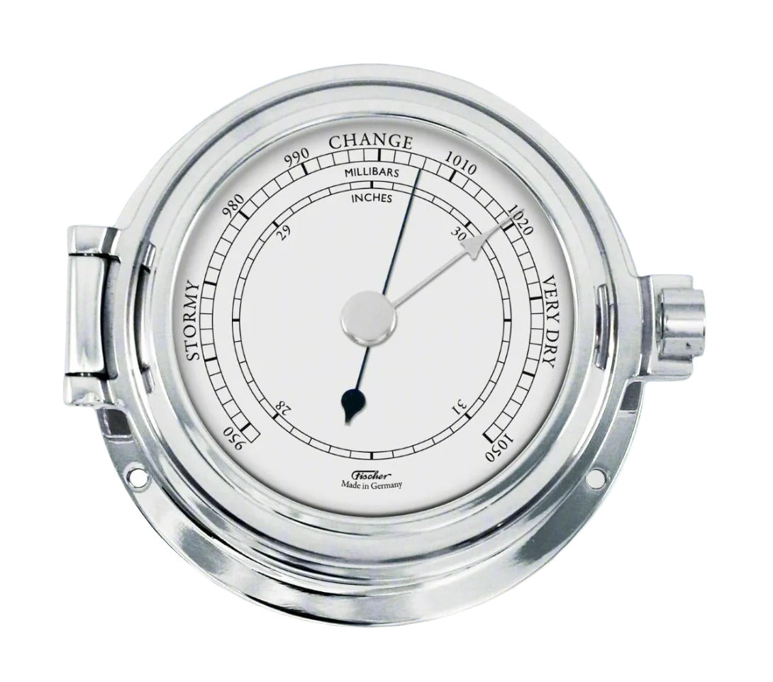 Solid Polished Smaller Chrome Marine Barometer