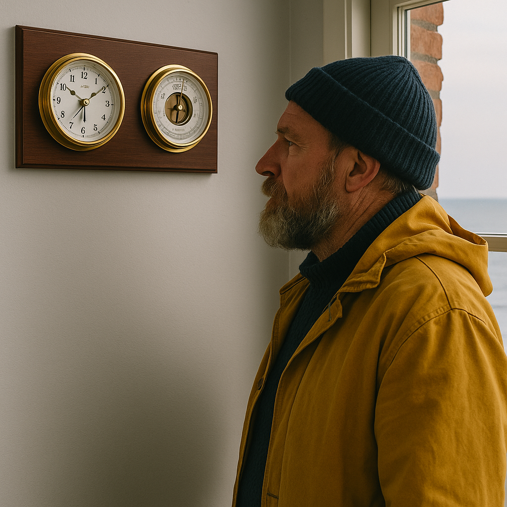 Barometer &amp; Tide Clock Combo in Mahogany &amp; Brass – Perfect for Marine Enthusiasts