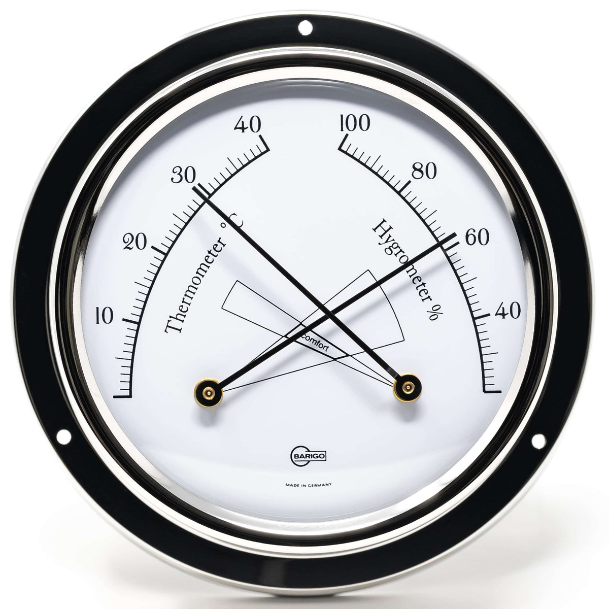Barigo Tempo Temp-Hygro  – Polished Stainless Steel (110 mm)
