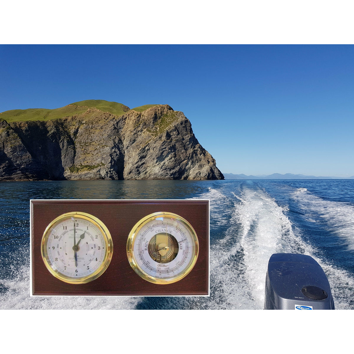 Barometer &amp; Tide Clock Combo in Mahogany &amp; Brass – Perfect for Marine Enthusiasts