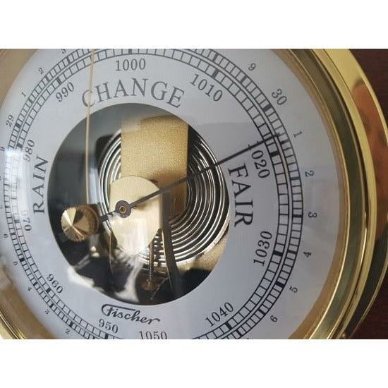 Barometer &amp; Tide Clock Combo in Mahogany &amp; Brass – Perfect for Marine Enthusiasts
