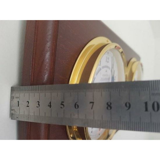 Barometer &amp; Tide Clock Combo in Mahogany &amp; Brass – Perfect for Marine Enthusiasts