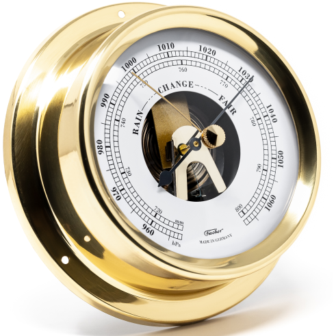 Polished Brass &amp; White Dial 125mm Barometer
