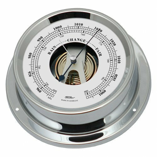 Polished Chrome &amp; White Dial 125mm Barometer