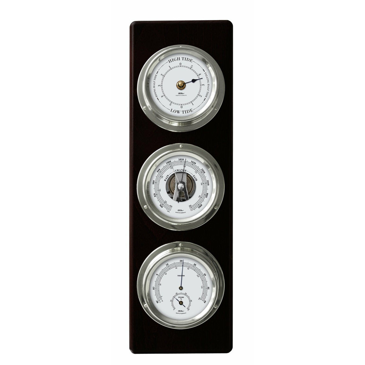 Modern Ebony &amp; Chrome Weatherstation – 4-in-1 Hygrometer, Barometer, Thermometer &amp; Tide Clock