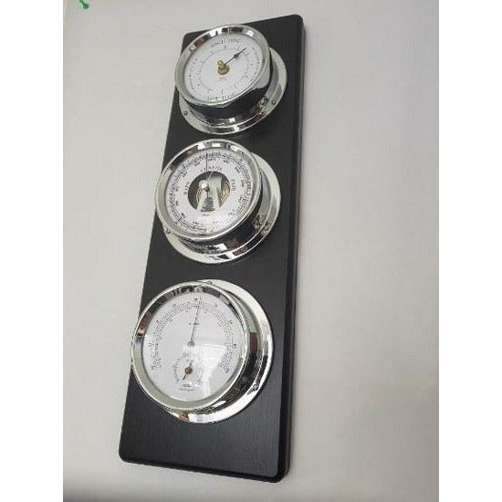 Modern Ebony &amp; Chrome Weatherstation – 4-in-1 Hygrometer, Barometer, Thermometer &amp; Tide Clock