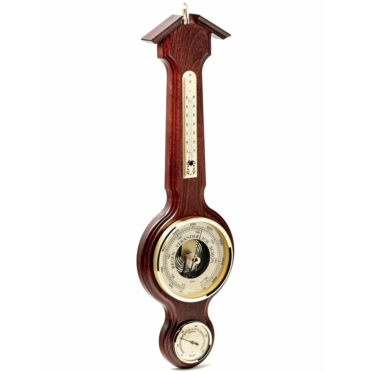 Traditional  Banjo Mahogany 540mm Weatherstation -3 in 1 - Hygrometer + Barometer + Thermometer