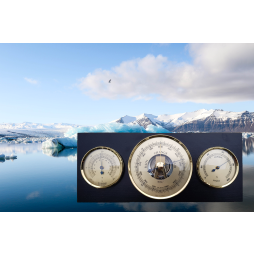 Modern Ebony &amp; Brass Weatherstation 3 in 1 - Hygrometer + Barometer + Thermometer