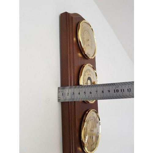 Mahogany &amp; Brass Weatherstation-3 in 1 - Hygrometer + Barometer + Thermometer