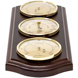 Mahogany &amp; Brass Weatherstation-3 in 1 - Hygrometer + Barometer + Thermometer
