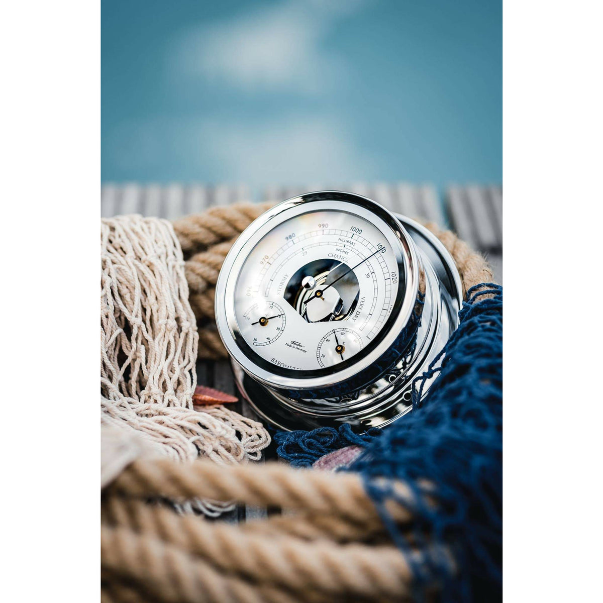 Premium Chrome Weatherstation – Barometer, Thermometer &amp; Hygrometer