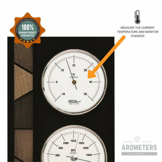 Stylish Ebony Weather Station 3 in 1 - Hygrometer + Barometer + Thermometer