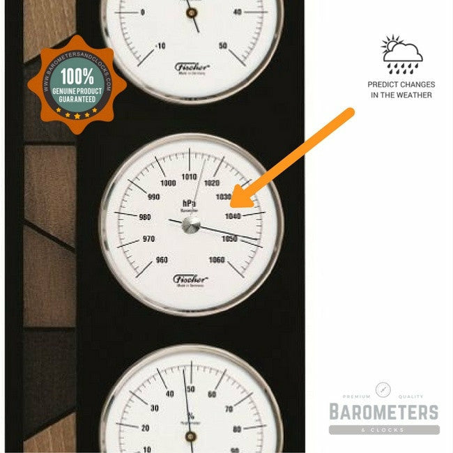 Stylish Ebony Weather Station 3 in 1 - Hygrometer + Barometer + Thermometer