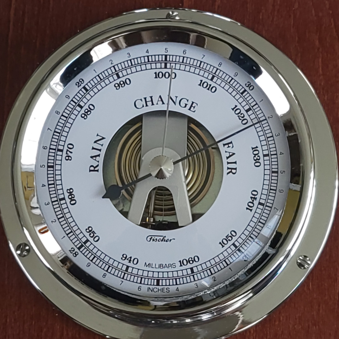 Modern Mahoany &amp; Chrome Weatherstation – 4-in-1 Barometer, Hygrometer, Thermometer &amp; Tide Clock