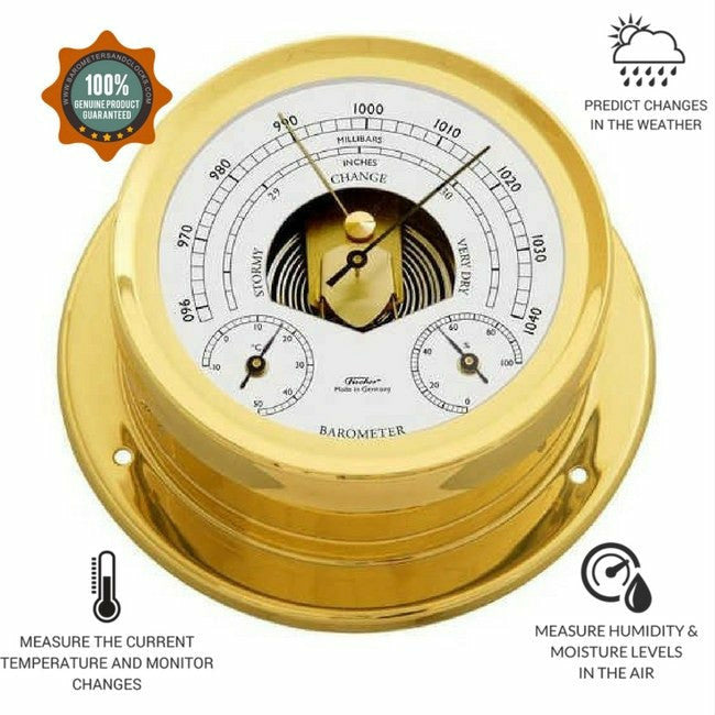 Premium Brass Weatherstation – Barometer, Thermometer &amp; Hygrometer